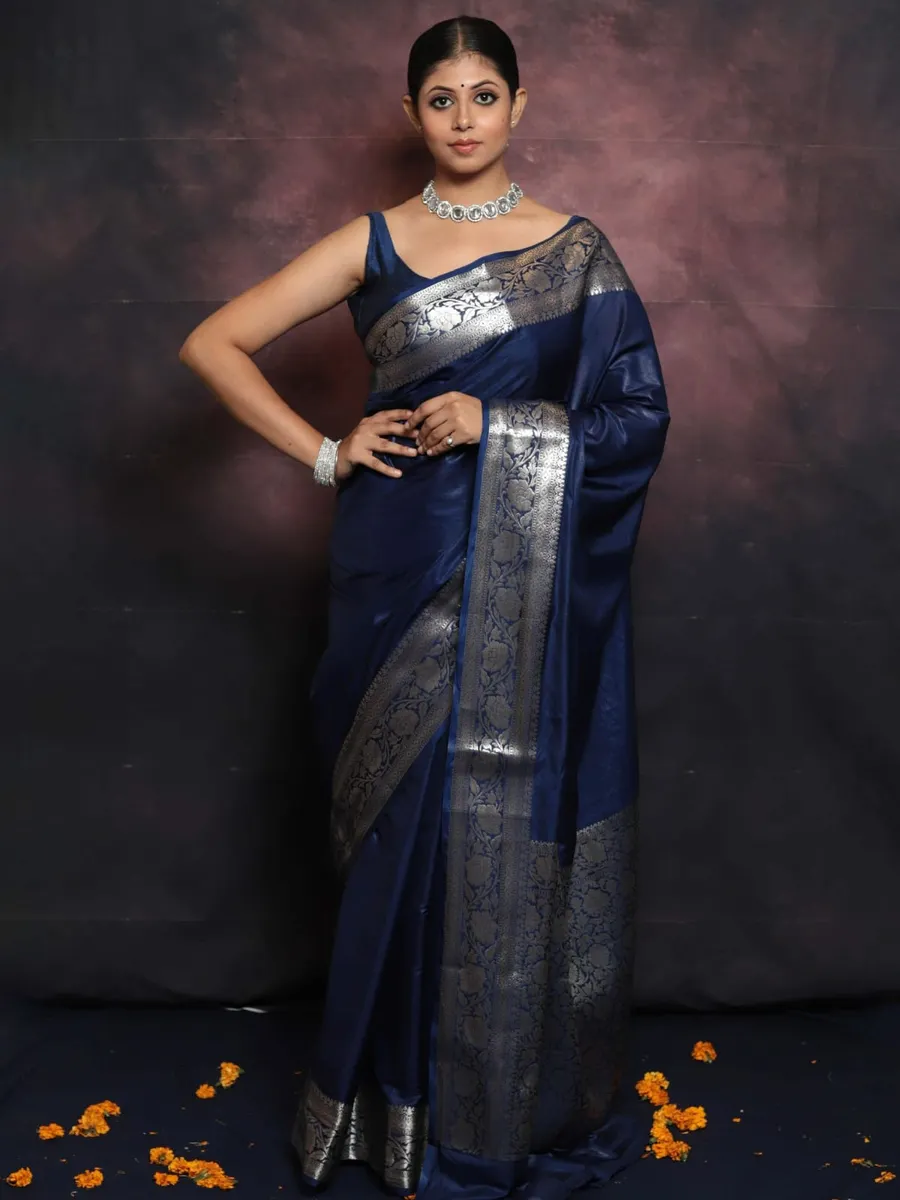 Katan Mango Silk Banarasi Jacquard Zari Border Design Saree